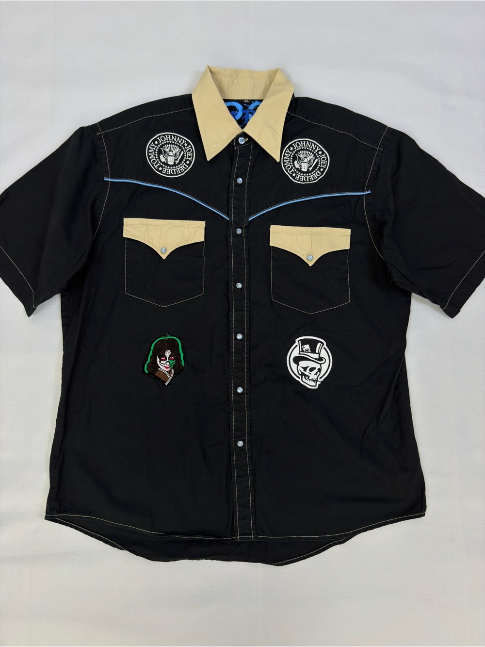 Ramones Dragonfly Clothing Snap Shirt Men’s XL Black Embroidered